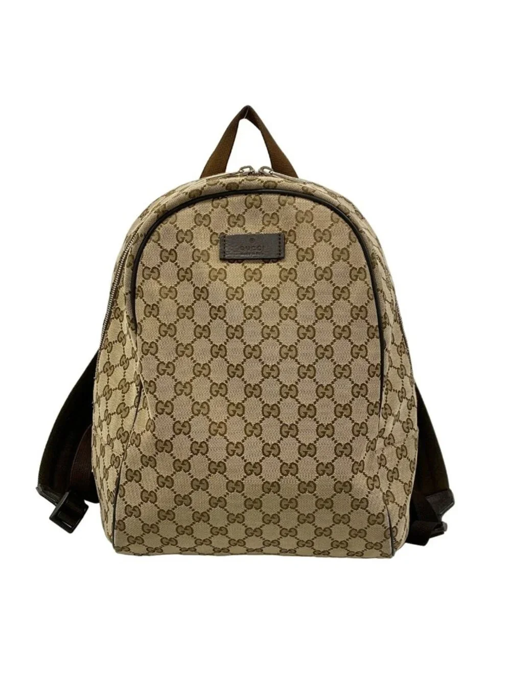 Gucci Backpack GG Pattern Beige Dark Brown Leather